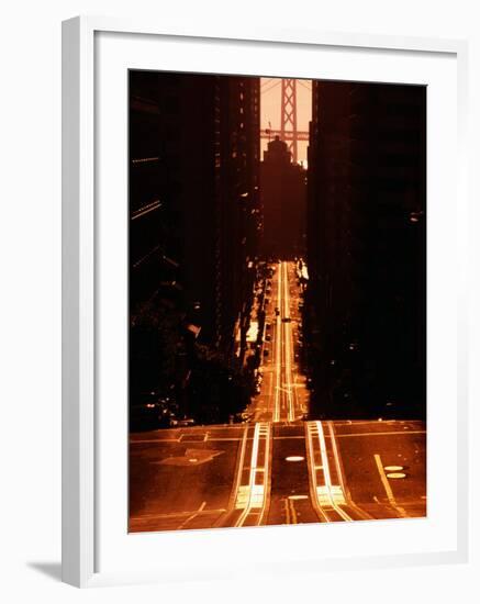 Cable Car Tracks on California Street, San Francisco, U.S.A.-Thomas Winz-Framed Photographic Print