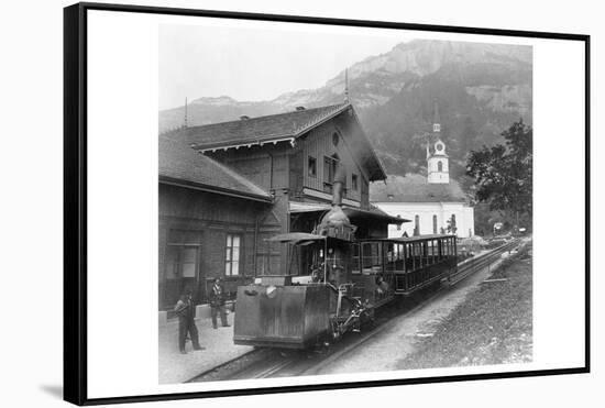 Cable Car Train in Alps at Rigi in Switzerland-null-Framed Stretched Canvas
