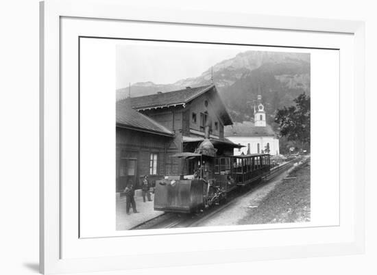 Cable Car Train in Alps at Rigi in Switzerland-null-Framed Premium Giclee Print