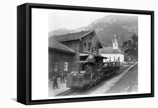 Cable Car Train in Alps at Rigi in Switzerland-null-Framed Stretched Canvas