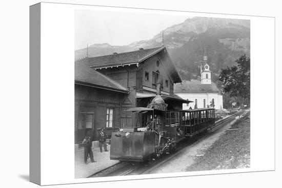 Cable Car Train in Alps at Rigi in Switzerland-null-Stretched Canvas