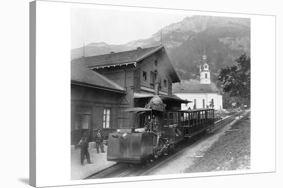 Cable Car Train in Alps at Rigi in Switzerland-null-Stretched Canvas