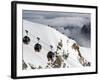 Cable Cars Approaching Aiguille Du Midi Summit, Chamonix-Mont-Blanc, French Alps, France, Europe-Richardson Peter-Framed Photographic Print