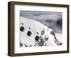 Cable Cars Approaching Aiguille Du Midi Summit, Chamonix-Mont-Blanc, French Alps, France, Europe-Richardson Peter-Framed Photographic Print