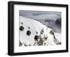 Cable Cars Approaching Aiguille Du Midi Summit, Chamonix-Mont-Blanc, French Alps, France, Europe-Richardson Peter-Framed Photographic Print