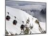 Cable Cars Approaching Aiguille Du Midi Summit, Chamonix-Mont-Blanc, French Alps, France, Europe-Richardson Peter-Mounted Photographic Print