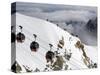 Cable Cars Approaching Aiguille Du Midi Summit, Chamonix-Mont-Blanc, French Alps, France, Europe-Richardson Peter-Stretched Canvas