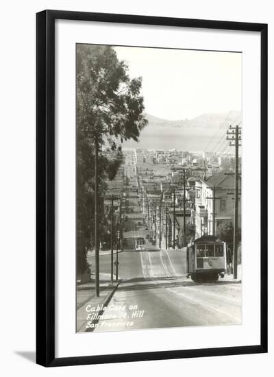 Cable Cars, Fillmore Street, San Francisco, California-null-Framed Art Print