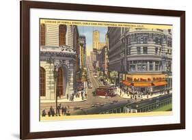 Cable Cars, Powell Street, San Francisco, California-null-Framed Premium Giclee Print