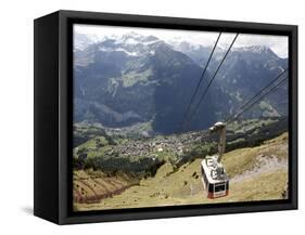 Cableway Wengen-Mannlichen, Lauterbrunnen Valley, Bernese Oberland, Swiss Alps, Switzerland, Europe-Hans Peter Merten-Framed Stretched Canvas