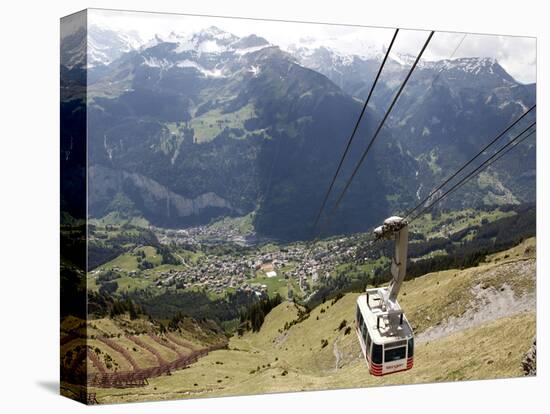 Cableway Wengen-Mannlichen, Lauterbrunnen Valley, Bernese Oberland, Swiss Alps, Switzerland, Europe-Hans Peter Merten-Stretched Canvas