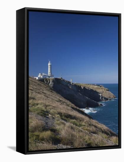 Cabo Mayor Lighthouse, Santander, Spain-Walter Bibikow-Framed Stretched Canvas