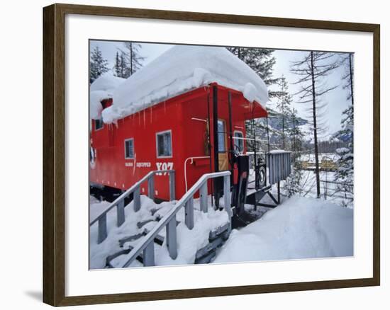 Caboose Lodging at Izaak Walton Lodge, Essex, Montana, USA-Chuck Haney-Framed Photographic Print