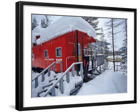 Caboose Lodging at Izaak Walton Lodge, Essex, Montana, USA-Chuck Haney-Framed Photographic Print