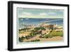 Cabrillo Beach and US Warships Inside the Breakwater, San Pedro, California-null-Framed Art Print