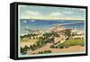 Cabrillo Beach and US Warships Inside the Breakwater, San Pedro, California-null-Framed Stretched Canvas