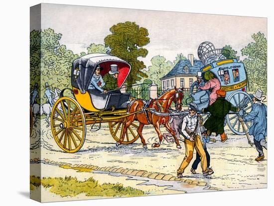Cabriolet and 'coucou' carriage in 1885-Eugene Courboin-Stretched Canvas