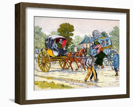 Cabriolet and 'coucou' carriage in 1885-Eugene Courboin-Framed Giclee Print