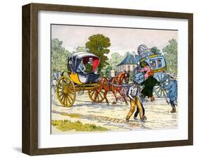 Cabriolet and 'coucou' carriage in 1885-Eugene Courboin-Framed Giclee Print