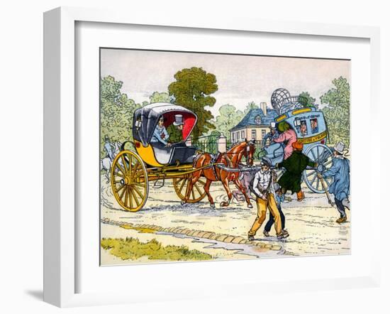 Cabriolet and 'coucou' carriage in 1885-Eugene Courboin-Framed Giclee Print