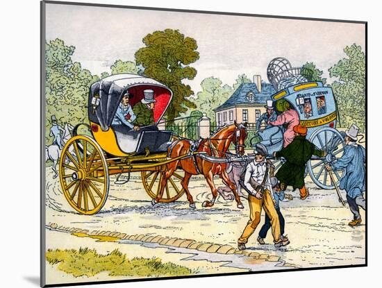 Cabriolet and 'coucou' carriage in 1885-Eugene Courboin-Mounted Giclee Print