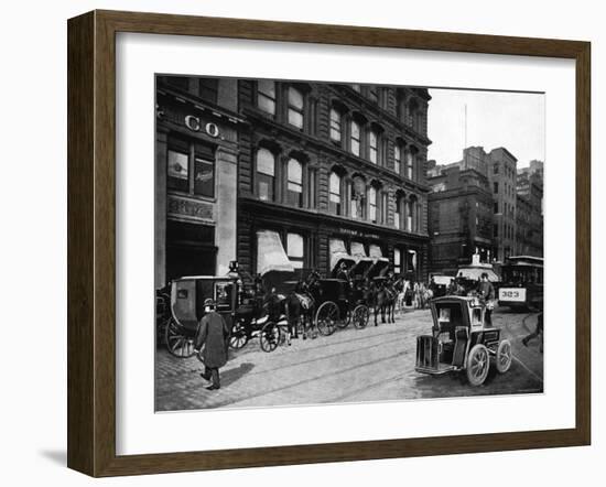 Cabs Outside of Tiffany and Co., New York City-null-Framed Photo