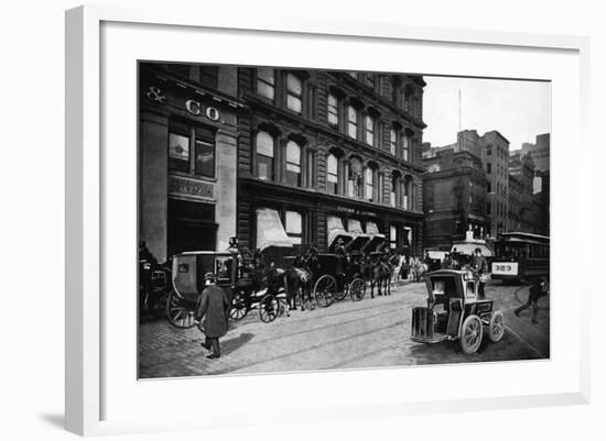 Cabs Outside of Tiffany and Co., New York City-null-Framed Art Print