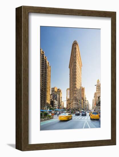 Cabs passing under the Flat iron building, New York, USA-Jordan Banks-Framed Photographic Print