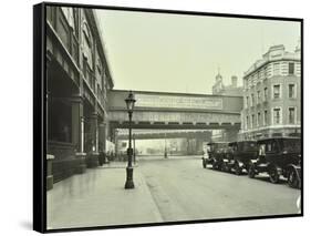 Cabs Waiting Outside Waterloo Station, Lambeth, London, 1930-null-Framed Stretched Canvas