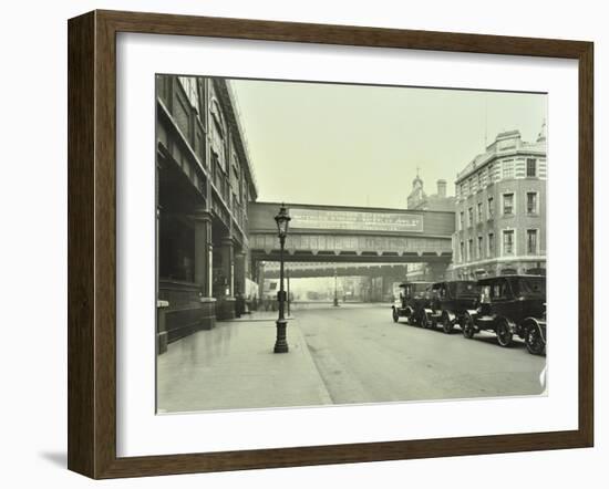 Cabs Waiting Outside Waterloo Station, Lambeth, London, 1930-null-Framed Photographic Print