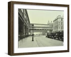 Cabs Waiting Outside Waterloo Station, Lambeth, London, 1930-null-Framed Photographic Print