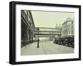 Cabs Waiting Outside Waterloo Station, Lambeth, London, 1930-null-Framed Photographic Print