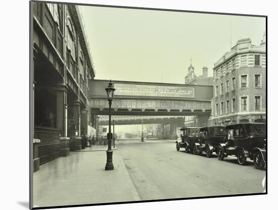 Cabs Waiting Outside Waterloo Station, Lambeth, London, 1930-null-Mounted Photographic Print