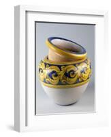 Cachepot Decorated with Loose Looped Braiding and Crackle Glazing-null-Framed Giclee Print