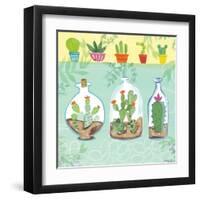 Cacti Garden I no Birds and Butterflies-Farida Zaman-Framed Art Print