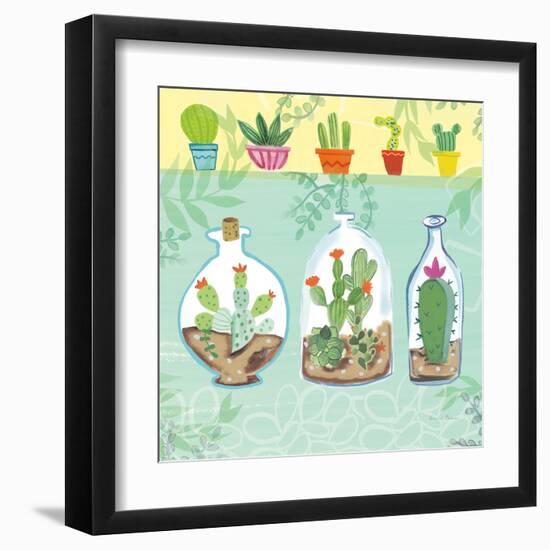 Cacti Garden I no Birds and Butterflies-Farida Zaman-Framed Art Print