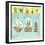 Cacti Garden I no Birds and Butterflies-Farida Zaman-Framed Art Print