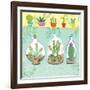 Cacti Garden I no Birds and Butterflies-Farida Zaman-Framed Art Print