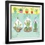 Cacti Garden I no Birds and Butterflies-Farida Zaman-Framed Art Print