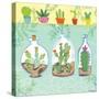 Cacti Garden I no Birds and Butterflies-Farida Zaman-Stretched Canvas