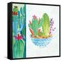 Cacti Garden II no Birds and Butterflies-Farida Zaman-Framed Stretched Canvas