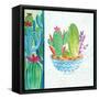 Cacti Garden II no Birds and Butterflies-Farida Zaman-Framed Stretched Canvas