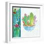 Cacti Garden II no Birds and Butterflies-Farida Zaman-Framed Art Print