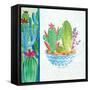 Cacti Garden II no Birds and Butterflies-Farida Zaman-Framed Stretched Canvas