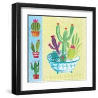 Cacti Garden III no Birds and Butterflies-Farida Zaman-Framed Art Print