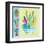 Cacti Garden III no Birds and Butterflies-Farida Zaman-Framed Art Print