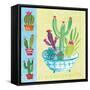 Cacti Garden III no Birds and Butterflies-Farida Zaman-Framed Stretched Canvas