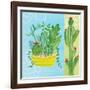 Cacti Garden IV no Birds and Butterflies-Farida Zaman-Framed Art Print