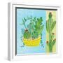 Cacti Garden IV no Birds and Butterflies-Farida Zaman-Framed Art Print