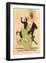 Cactus and Cowboy on Woodgrain-null-Framed Art Print